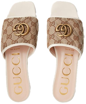 (W) Sandal Fashion Gucci Double G Tumit Datar Beige 619893-2HK80-9795 Lookbook (W) Sandal Fashion Gucci Double G Tumit Datar Beige 619893-2HK80-9795
