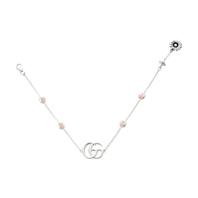 (Women) GUCCI Double G Floral 925 Silver Bracelet for Women - Silver. 527393-J8440-8164