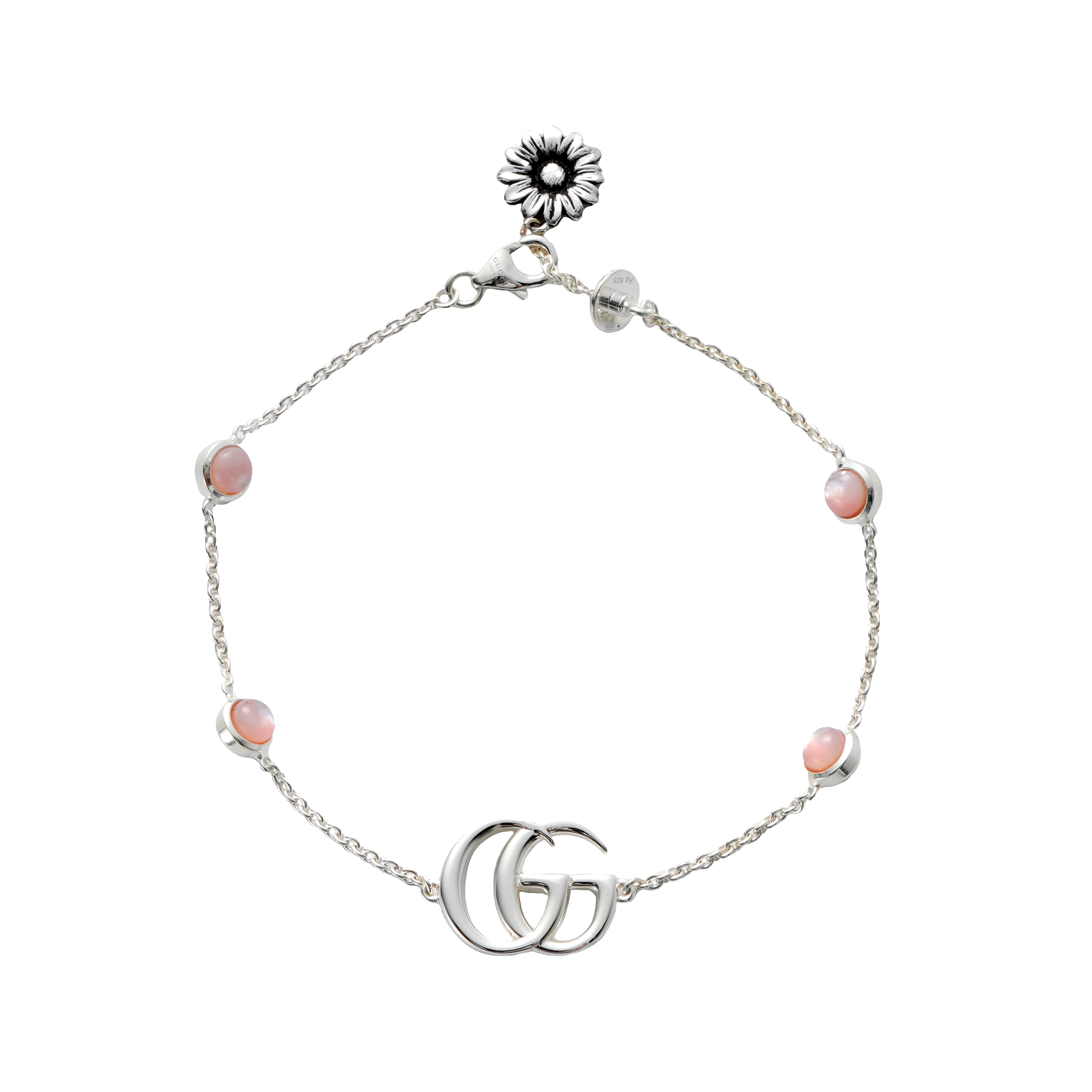 (Women) GUCCI Double G Floral 925 Silver Bracelet for Women - Silver. 527393-J8440-8164 圖 3