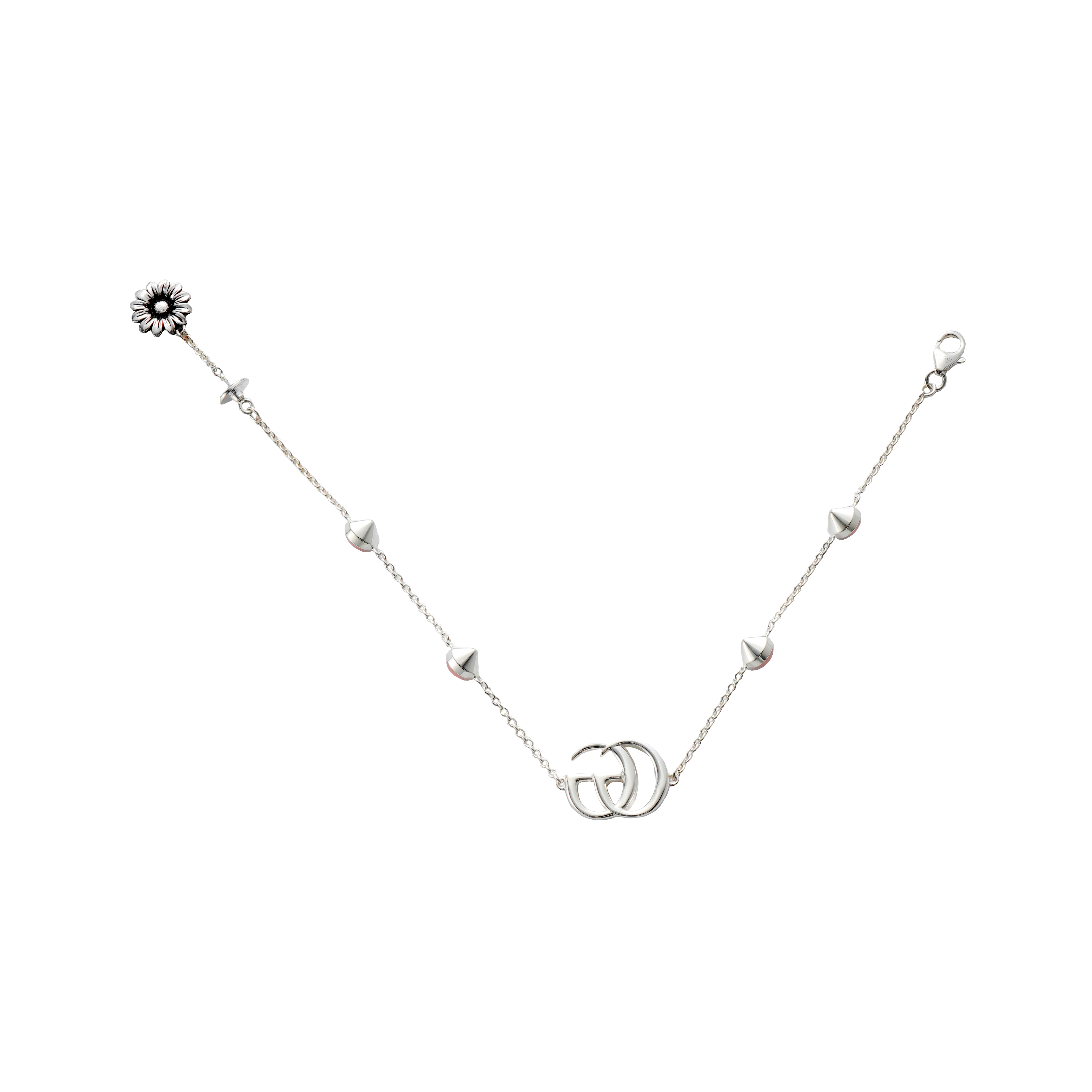 (Women) GUCCI Double G Floral 925 Silver Bracelet for Women - Silver. 527393-J8440-8164 圖 4
