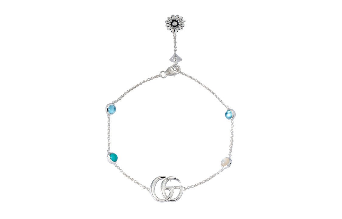 Order (W) 구찌 더블 G 플로럴 젬스톤 925 실버 여성 팔찌 527393-J8474-8517