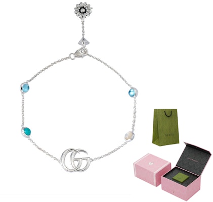 (W) 구찌 더블 G 플로럴 젬스톤 925 실버 여성 팔찌 527393-J8474-8517 Details for (W) 구찌 더블 G 플로럴 젬스톤 925 실버 여성 팔찌 527393-J8474-8517