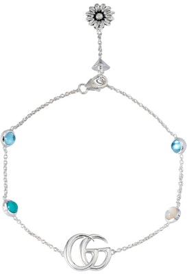 (Women) GUCCI Double G Floral Gemstone Silver Bracelet for Women 527393-J8474-8517 Order (Women) GUCCI Double G Floral Gemstone Silver Bracelet for Women 527393-J8474-8517
