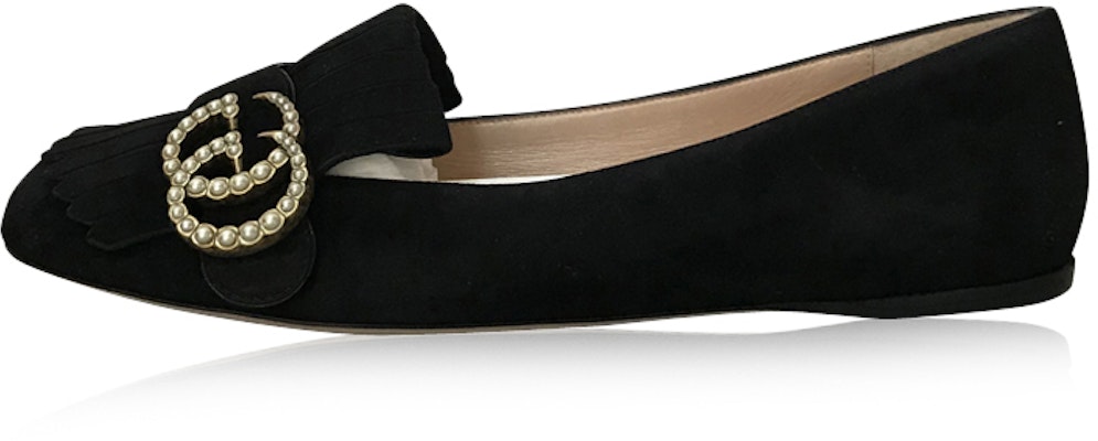 (Women) Gucci Marmont Fringe Suede Ballet Flats 'Black' 454299-C2000-1000 Buy (Women) Gucci Marmont Fringe Suede Ballet Flats 'Black' 454299-C2000-1000