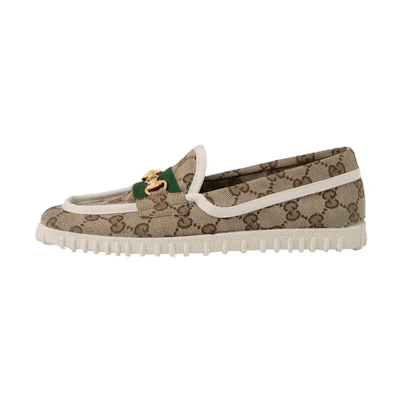 (W) Gucci Driver With Horsebit Web 'Beige'