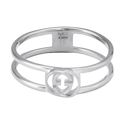 (Women) GUCCI Double G Interlocking Ring for Women 925 Silver 6mm YBC298036001