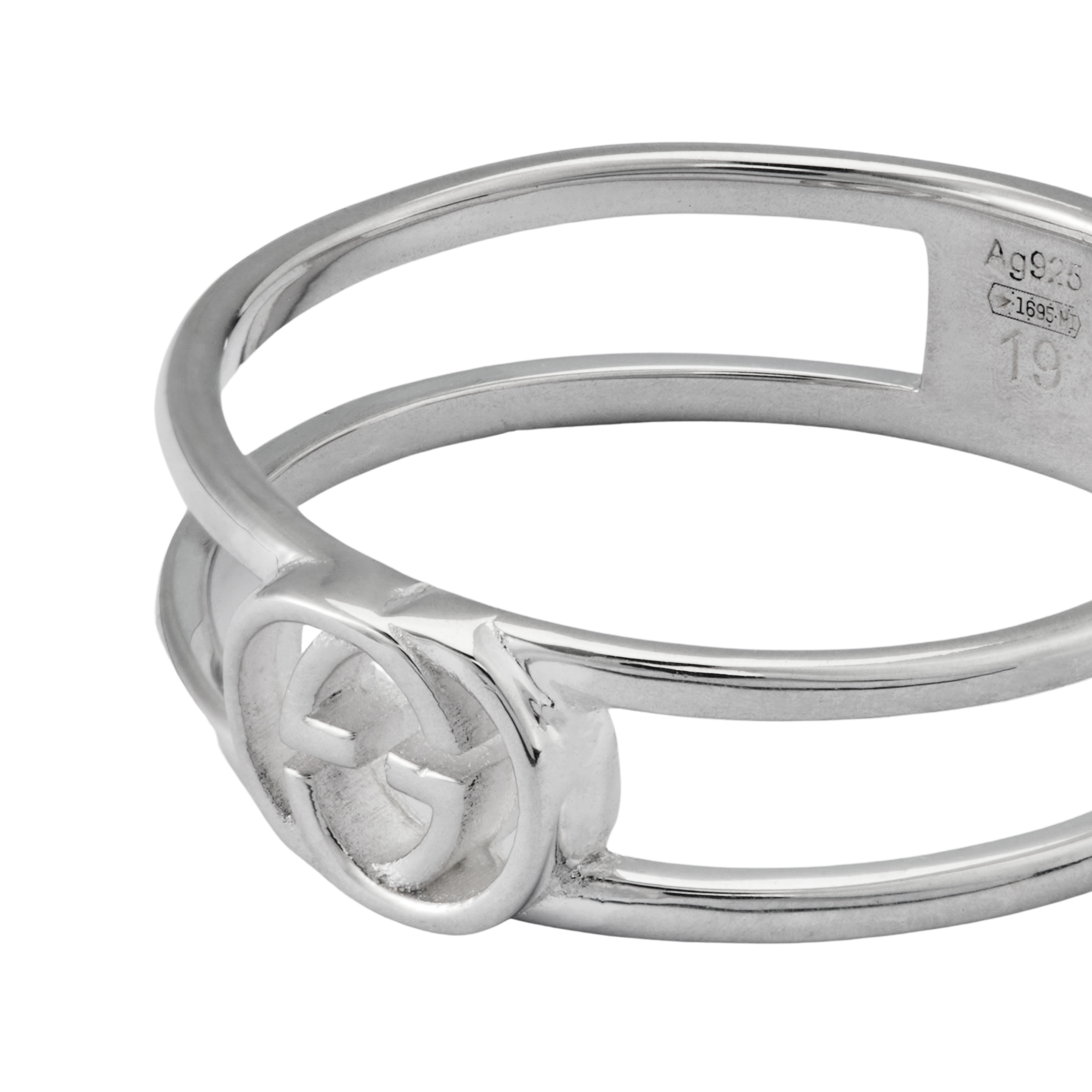 Shop (W) 구찌 더블 G 인터로킹 여성 반지 925 실버 6mm YBC298036001