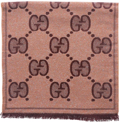 (W) GUCCI Syal Rajut Wol Double G Jacquard Wanita Beige Merah 598993-3GC15-7973 Lookbook (W) GUCCI Syal Rajut Wol Double G Jacquard Wanita Beige Merah 598993-3GC15-7973