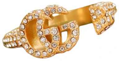 (Women) GUCCI Double G Key Gold Crystal Brass Fashion Ring Jewelry 645625-J1D50-8062 (Women) GUCCI Double G Key Gold Crystal Brass Fashion Ring Jewelry 645625-J1D50-8062