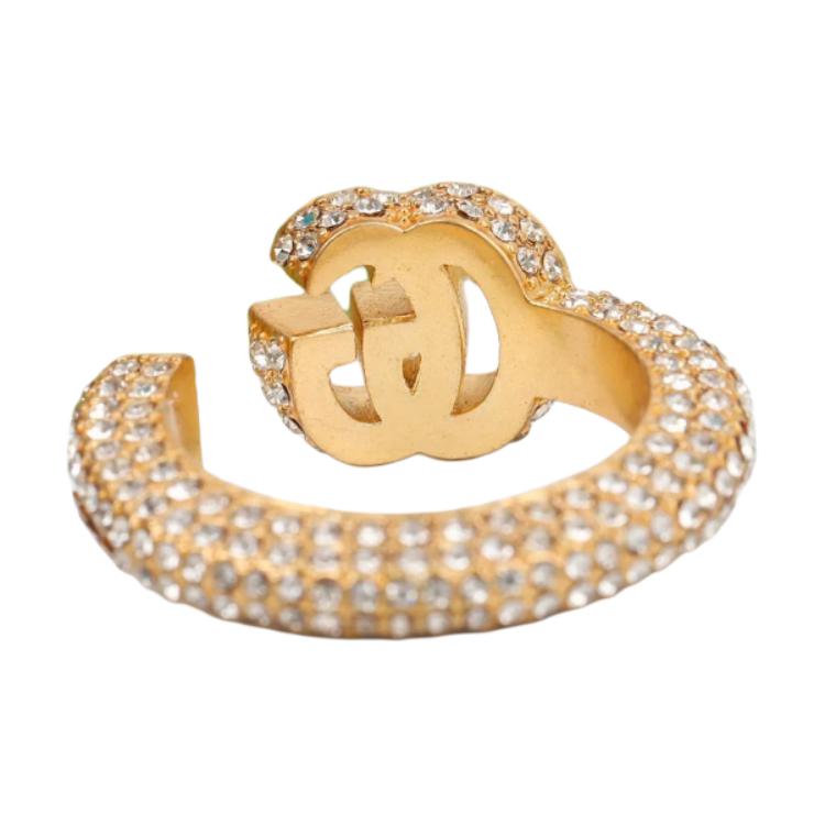 (Women) GUCCI Double G Key Gold Crystal Brass Fashion Ring Jewelry 645625-J1D50-8062 圖 3