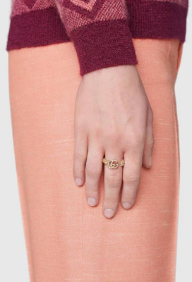 (Women) GUCCI Double G Key Gold Crystal Brass Fashion Ring Jewelry 645625-J1D50-8062 Shop (Women) GUCCI Double G Key Gold Crystal Brass Fashion Ring Jewelry 645625-J1D50-8062
