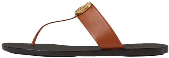(Women) Gucci Double g Leather Dark Brown Slippers 497444-A3N00-2829 (Women) Gucci Double g Leather Dark Brown Slippers 497444-A3N00-2829