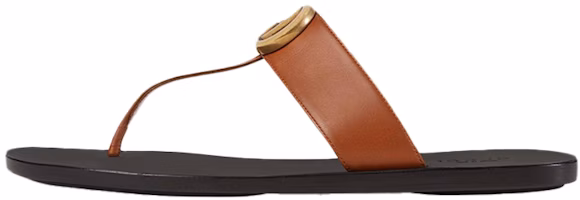 (Women) Gucci Double g Leather Dark Brown Slippers 497444-A3N00-2829 (Women) Gucci Double g Leather Dark Brown Slippers 497444-A3N00-2829