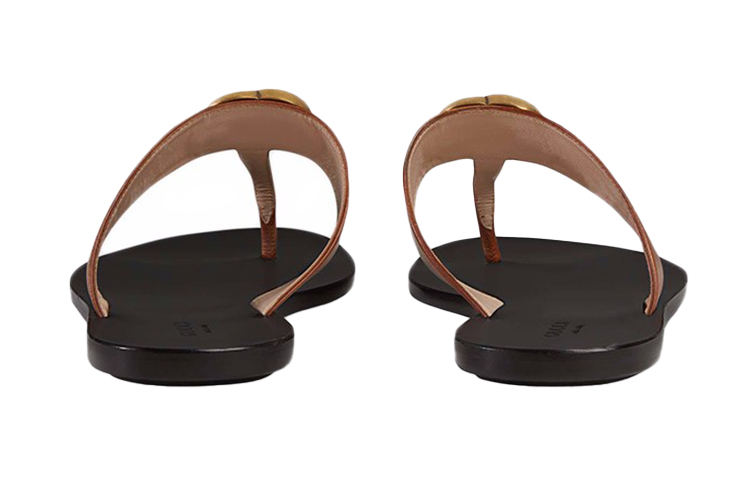 Shop (W) Gucci Sandal Kulit Coklat Tua Double G 497444-A3N00-2829