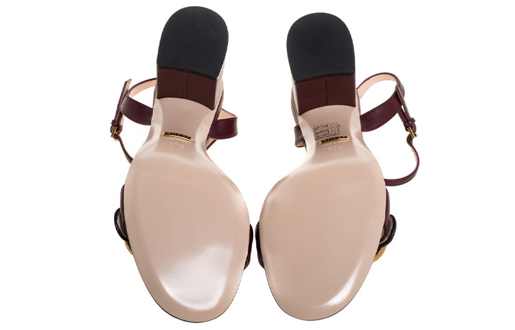 Details for (Women) Gucci Double G Leather Sandal 'Chestnut' 453379-A3N00-6629
