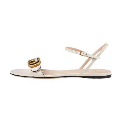 (W) Gucci Double G Leather Sandal 'White'