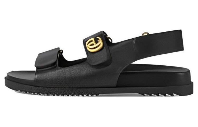 (Women) Gucci Double G Leather Slide 'Black' 771578-BKO00-1000