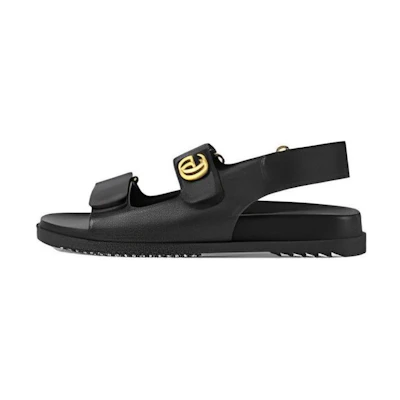 (W) Gucci Double G Leather Slide 'Black'
