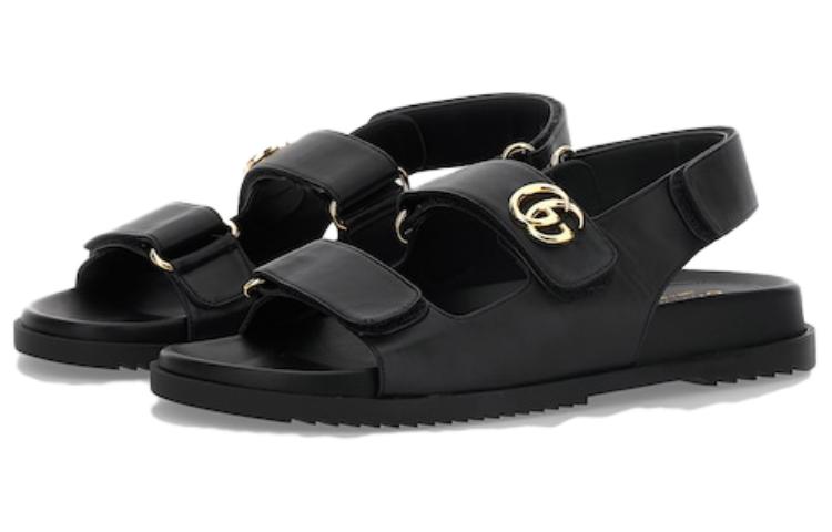 Order (W) Gucci Sandalia de Cuero con Doble G 'Negro' 771578-BKO00-1000