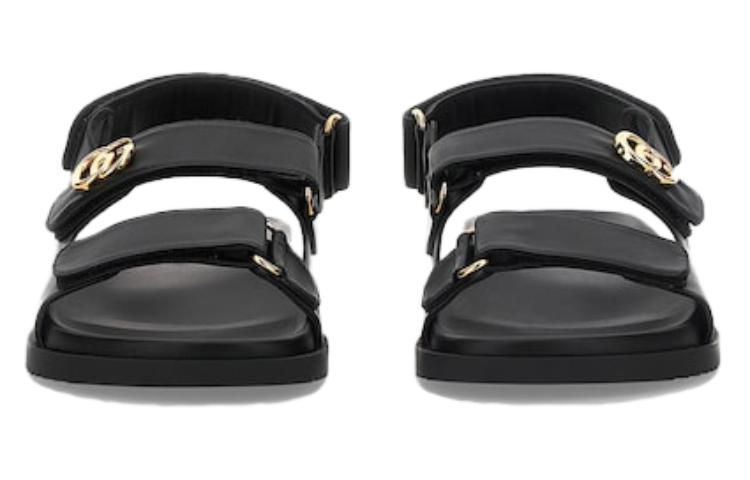 Lookbook (W) Gucci Sandalia de Cuero con Doble G 'Negro' 771578-BKO00-1000