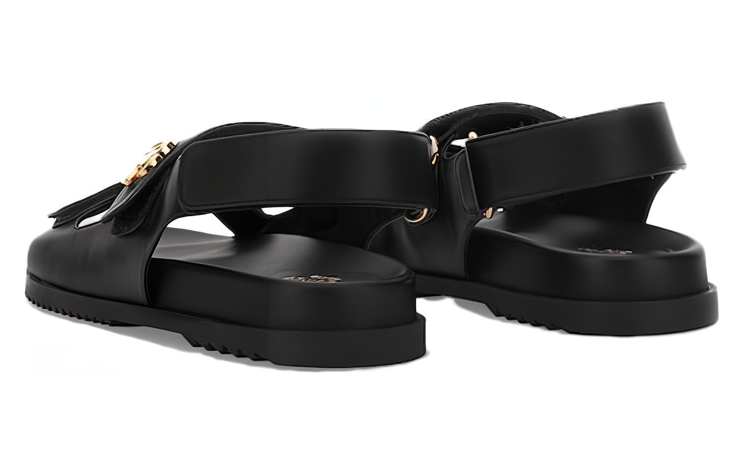 Shop (W) Gucci Sandalia de Cuero con Doble G 'Negro' 771578-BKO00-1000