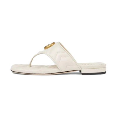 (W) Gucci Double G Leather Slides 'White'