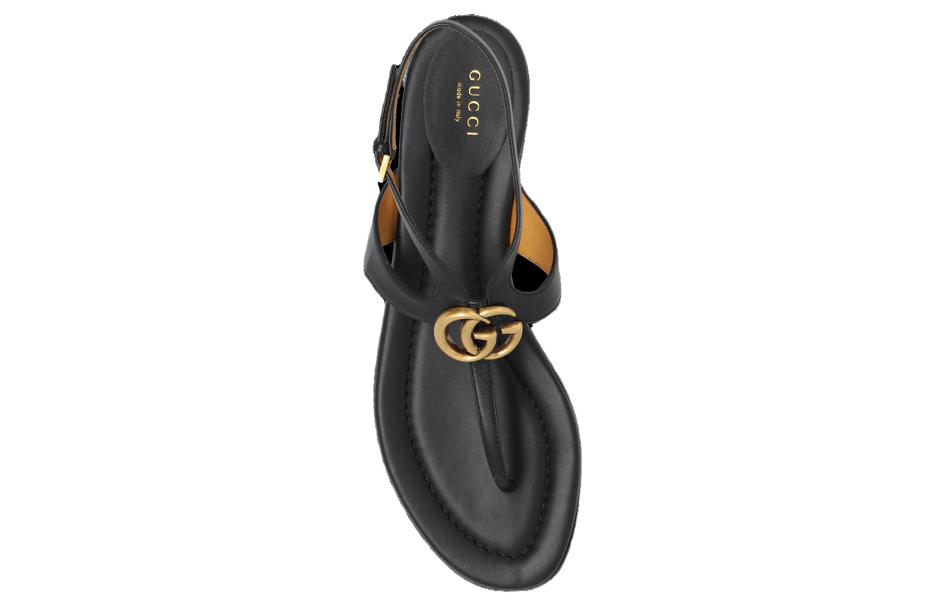 Shop (W) Sandalia Gucci Double G de Cuero con Hebilla 'Negra'. 746030-BKO00-1000