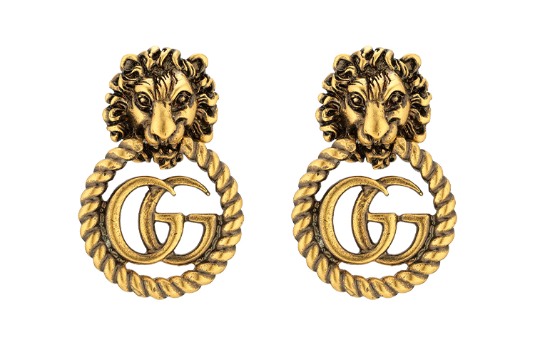 (Women) GUCCI Double G Lion Head Earrings Vintage Gold 605857-I4600-0933 圖 4