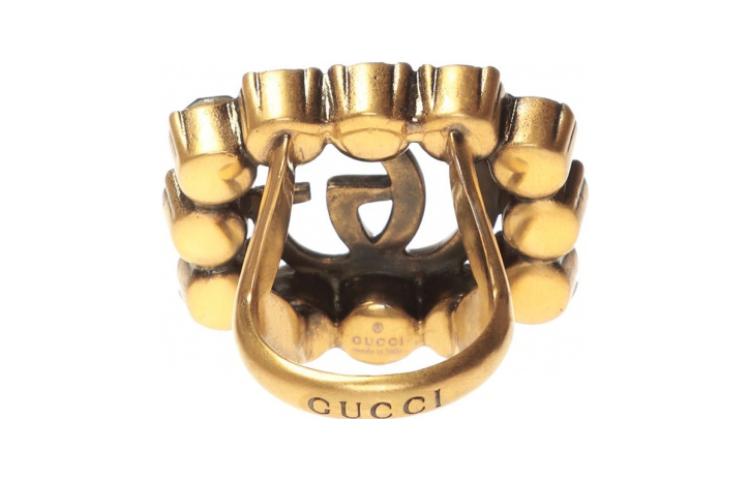 Shop (Women) GUCCI Double G Logo Metal Ring for Women 605820 j1d50 8067