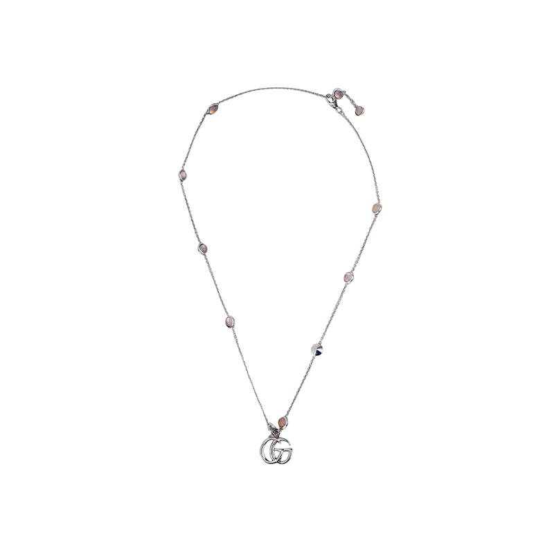 (Women) GUCCI Double G Logo Mother-of-Pearl 925 Silver Necklace for Women - Silver. 527399-J8440-8164