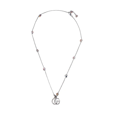 (Women) GUCCI Double G Logo Mother-of-Pearl 925 Silver Necklace for Women - Silver. 527399-J8440-8164