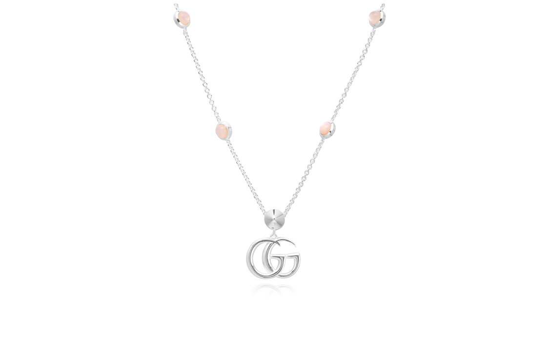 (Women) GUCCI Double G Logo Mother-of-Pearl 925 Silver Necklace for Women - Silver. 527399-J8440-8164 圖 2