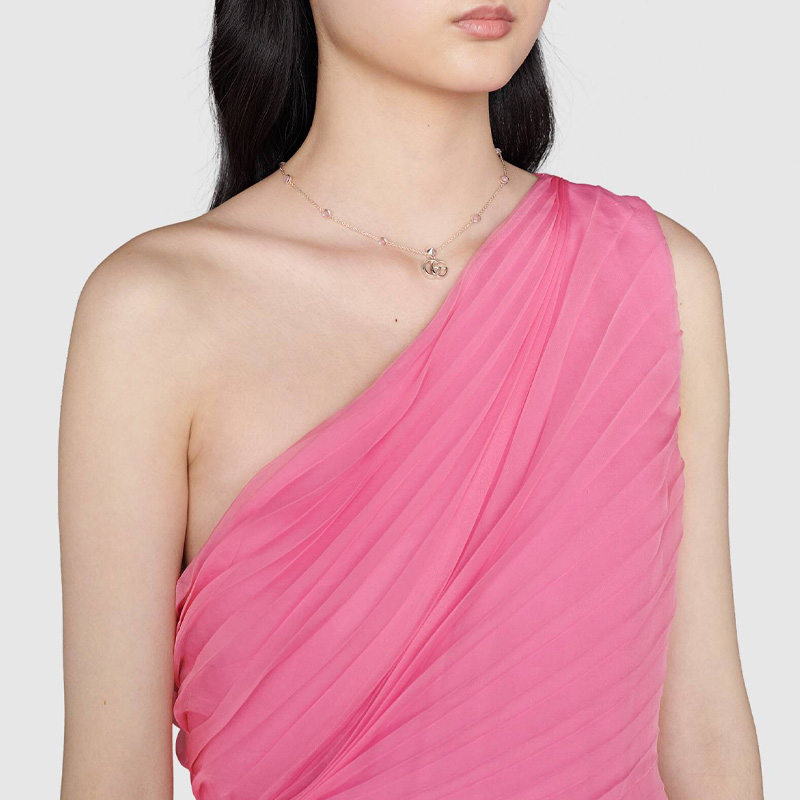 (Women) GUCCI Double G Logo Mother-of-Pearl 925 Silver Necklace for Women - Silver. 527399-J8440-8164 圖 3