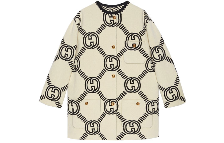 (Women) GUCCI Double G Logo Wool Knit Cardigan Beige Sweater. 678318-XKB5T-9192