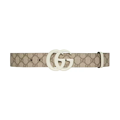 (Women) GUCCI Double G Metal Buckle Leather Belt Women Brown 4cm Wide 400593HUH4V9761