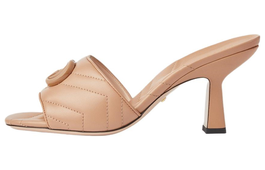 (Women) Gucci Double G Mid-Heel Slide Sandals 'Beige' 739133-BKO00-2754