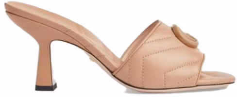 Order GUCCI古驰 皮革 粗跟 圓頭 時尚涼拖 7.5cm 女款 裸色