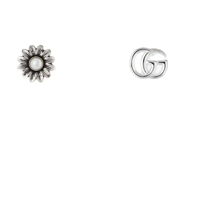(Women) GUCCI Double G Mother-of-Pearl Silver Earrings for Women - Silver. 527390J84408184