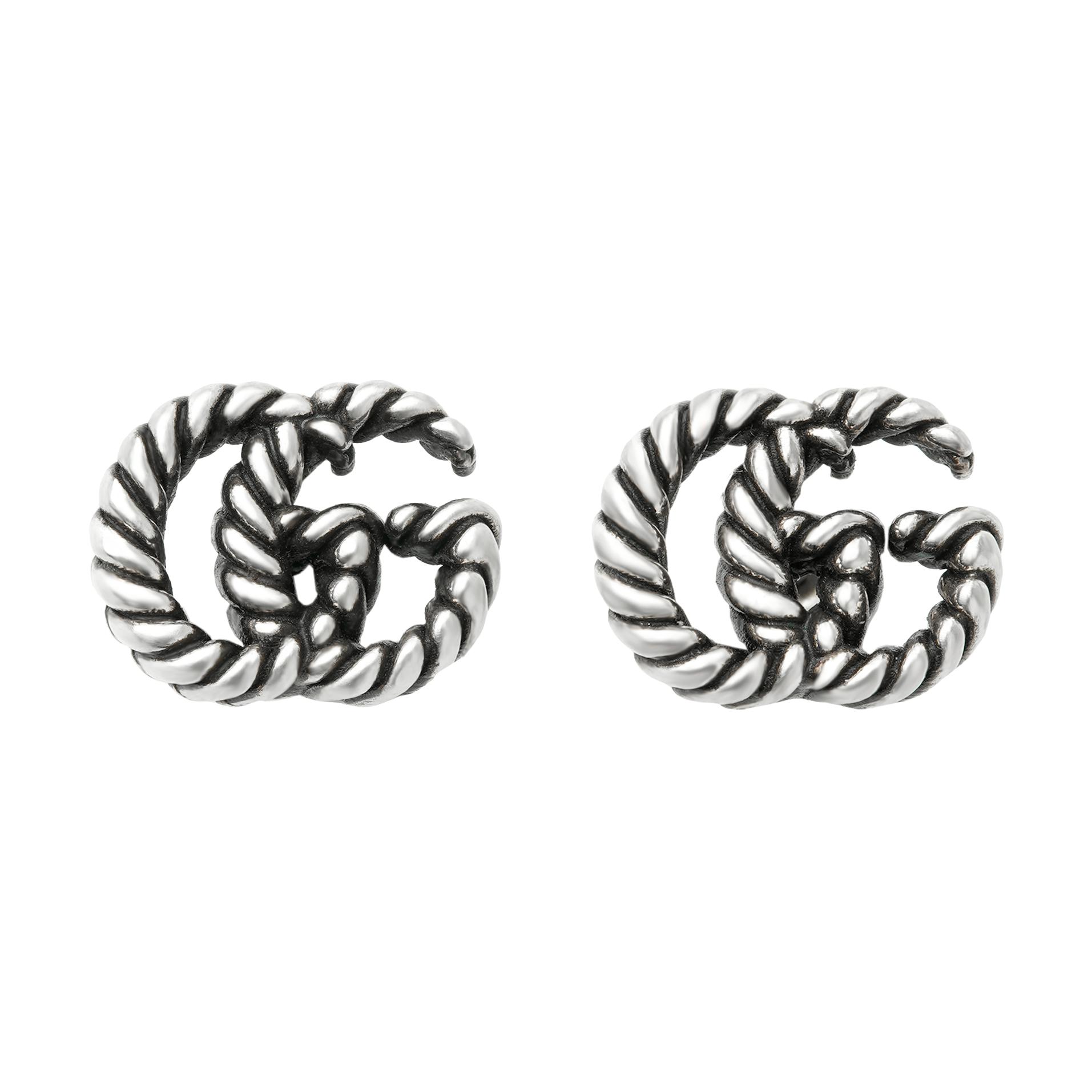 (Women) GUCCI Double G Pattern Aged Effect 925 Silver Earrings Silver 627755-J8400-0701