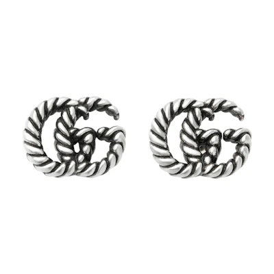 (Women) GUCCI Double G Pattern Aged Effect 925 Silver Earrings Silver 627755-J8400-0701