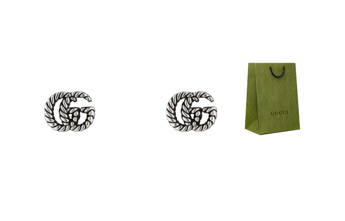 (Women) GUCCI Double G Pattern Aged Effect 925 Silver Earrings Silver 627755-J8400-0701 圖 7