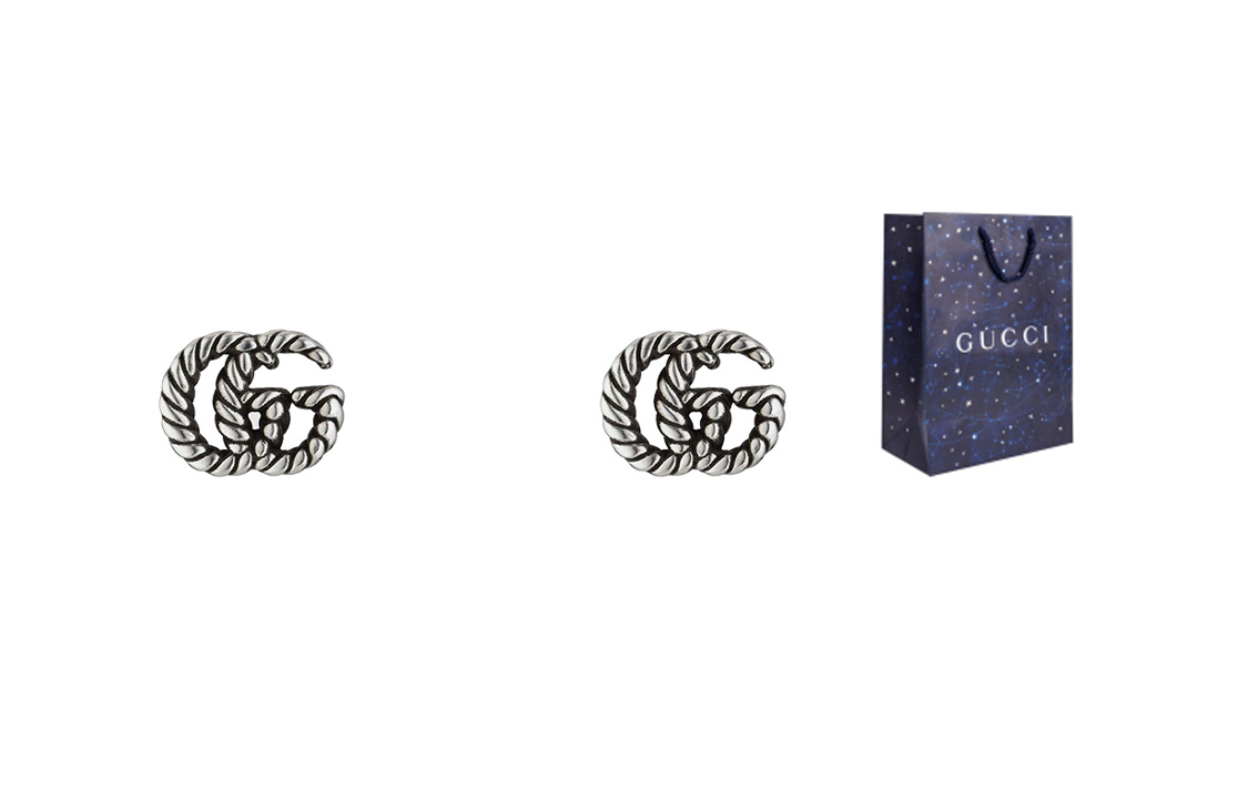 (Women) GUCCI Double G Pattern Aged Effect 925 Silver Earrings Silver 627755-J8400-0701 圖 8