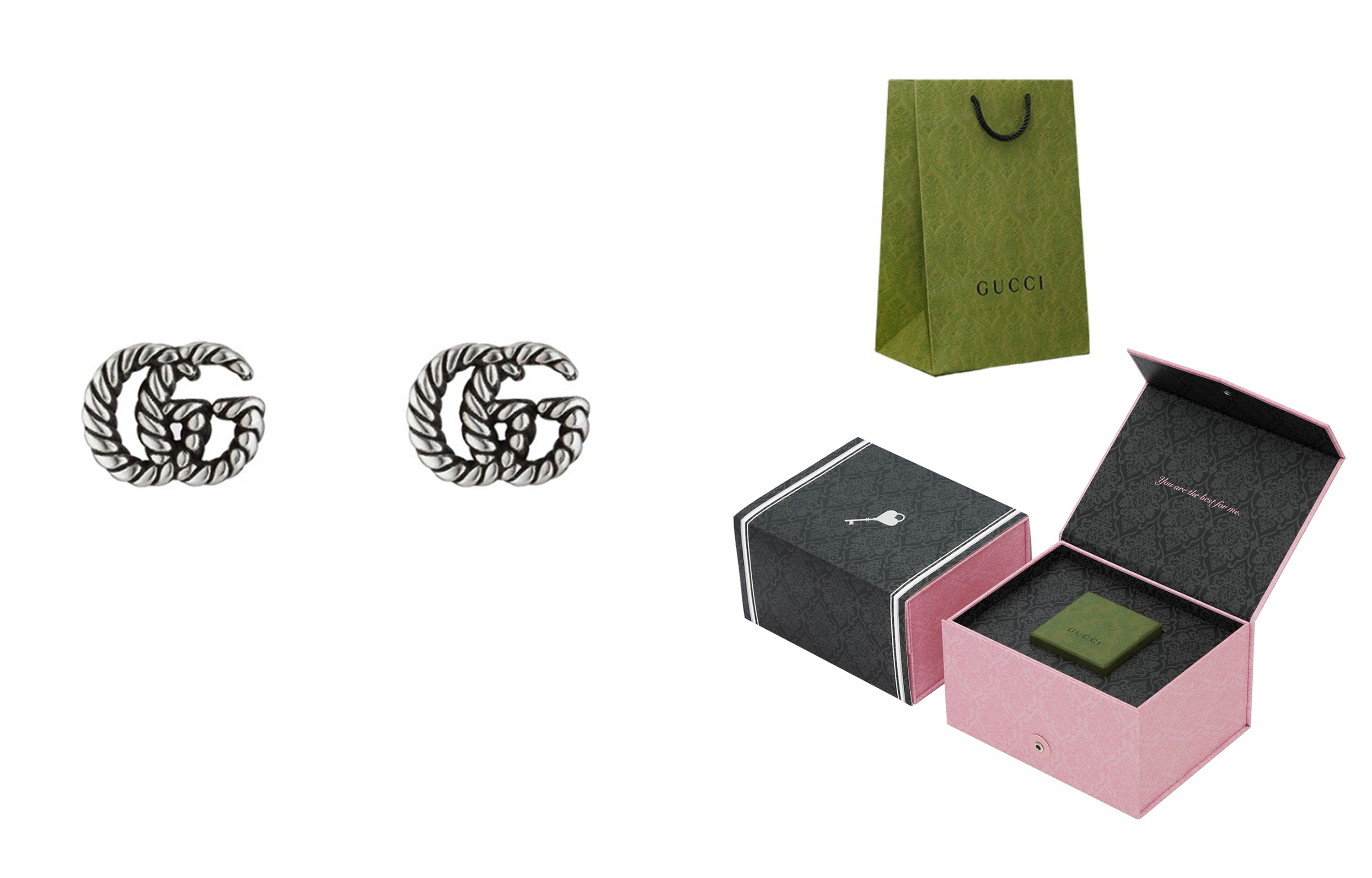 (Women) GUCCI Double G Pattern Aged Effect 925 Silver Earrings Silver 627755-J8400-0701 圖 10