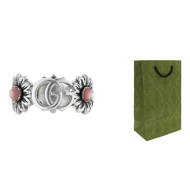 (Women) GUCCI Double G Pink Floral 925 Silver Ring for Women. 527394-J8440-8164 圖 5