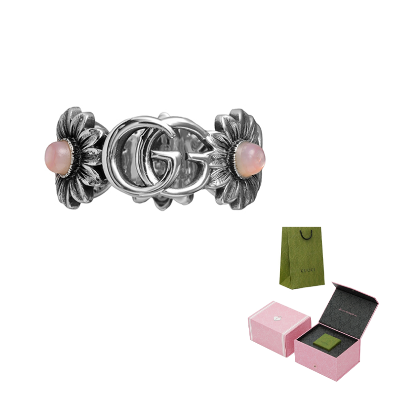 (Women) GUCCI Double G Pink Floral 925 Silver Ring for Women. 527394-J8440-8164 圖 6