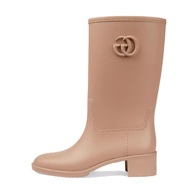 (W) Gucci Double G Rain Boot 'Light Brown Rubber'