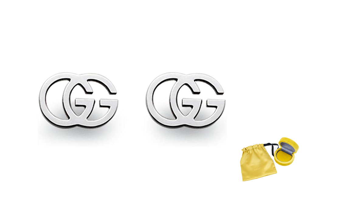 (Women) GUCCI Double G Silver Earrings 18K White Gold Silver YBD094074001