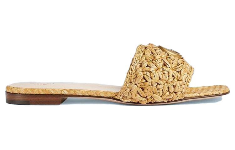 Order (W) Gucci Double G Slide Sandal Anyaman Raffia 703626-U4H00-9800