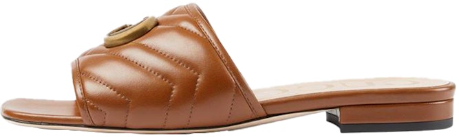 (Women) Gucci Double G Slide Sandal Brown Leather 646169-BKO60-2535 (Women) Gucci Double G Slide Sandal Brown Leather 646169-BKO60-2535