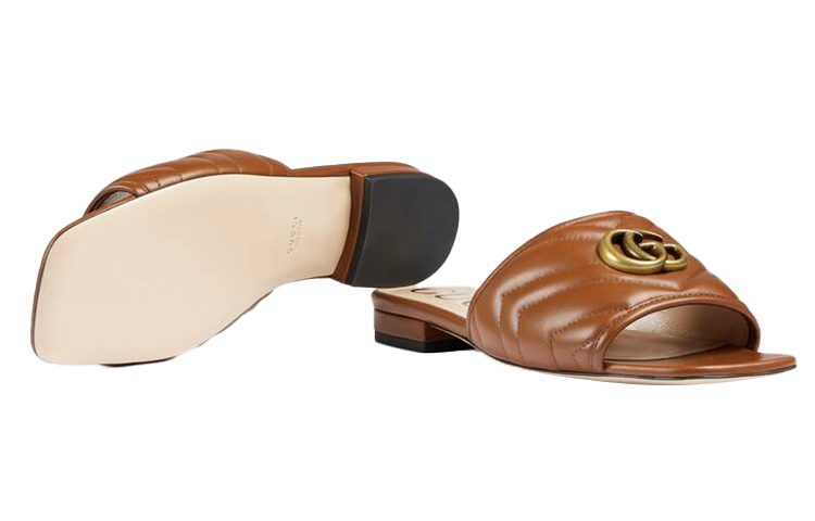 Purchase (W) Sandal Geser Kulit Cokelat Gucci Double G 646169-BKO60-2535